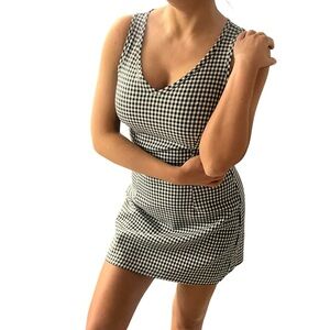 Joule Gingham Pattern V-Neckline Mini Dress